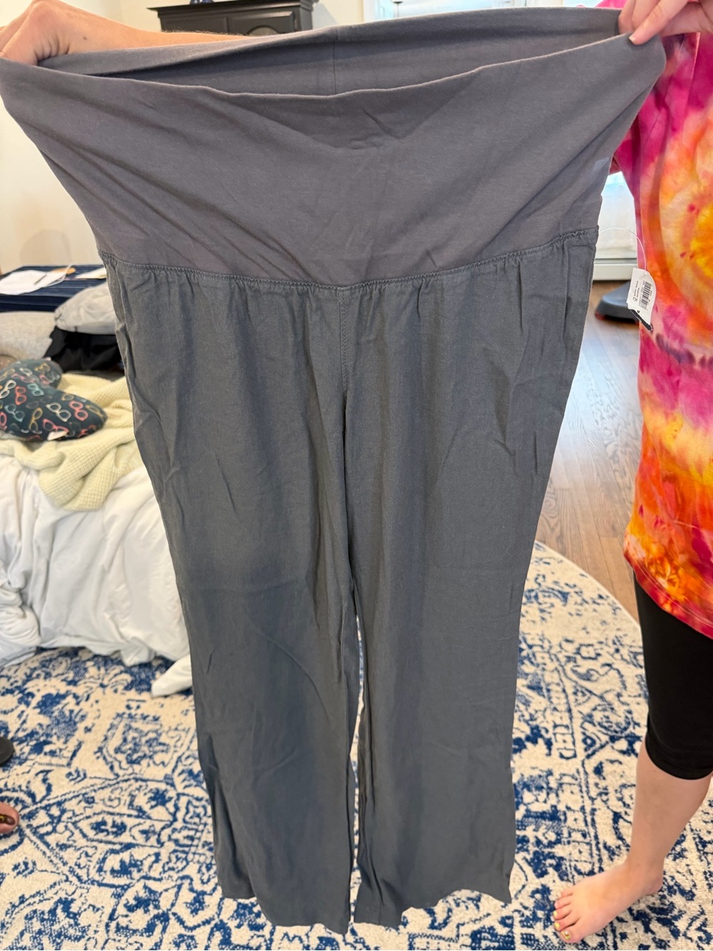 Old Navy Maternity Dark Gray Wide-Leg Pants, medium